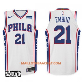 Maillot NBA Philadelphia 76ers Joel Embiid 21 Nike 2017-18 Blanc Swingman - Enfant